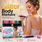 24-Color Face & Body Glitter Marker Set with Dual Tips