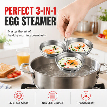 3-in-1 Stainless Steel Egg Poacher Mold