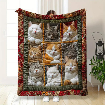 🐱 Cozy Pick | Sleeping Cats Flannel Blanket