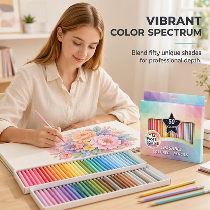 50-Color Erasable Colored Pencil Set