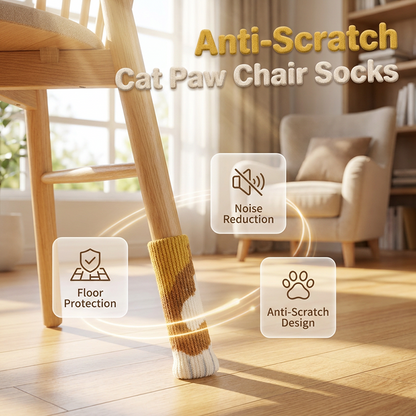 🐾 Cat Paw Chair Leg Socks – 4 Pack Floor Protectors