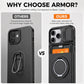 📱 Rugged Phone Case with Card Holder – Camera Slider & Kickstand