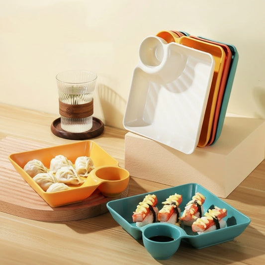 🍟 Snack Plate with Dip Cup – 18.3cm Divided Serving Tray