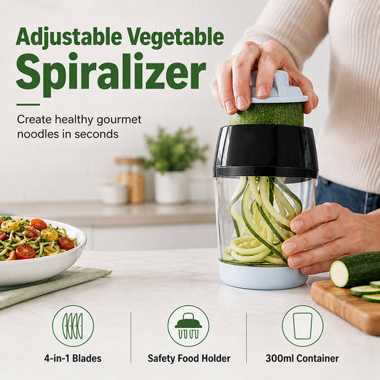 🥒 4-in-1 Handheld Vegetable Spiralizer – Compact Slicer
