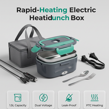 🍱 Electric Heated Lunch Box – Stainless Steel Tray, Multi-Plug
