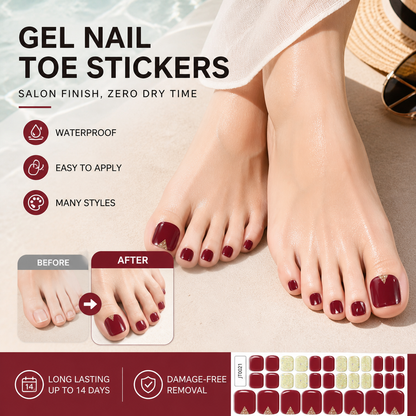 💅 Semi-Cured Gel Toenail Stickers | 32-Piece Set