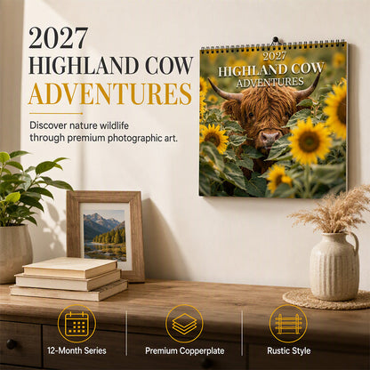 🐮 2027 Highland Cow Calendar | Rustic Planner