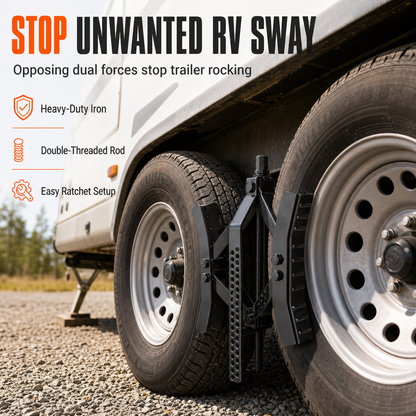 🚐 RV Wheel Stabilizer | Metal Tandem Chock