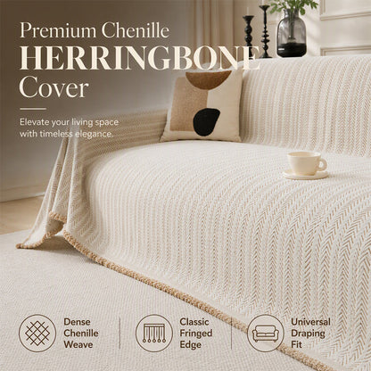 🛋️ Chenille Herringbone Sofa Throw | 4 Sizes