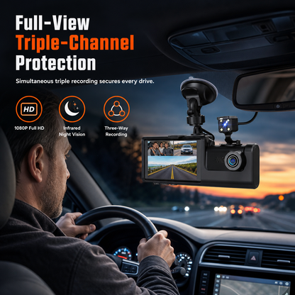 🚘 3-Channel 1080P Dash Cam | WiFi Options