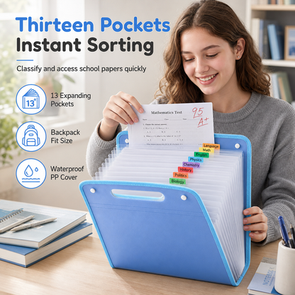 📁 A4 Accordion File Folder | 13-Pocket Vertical