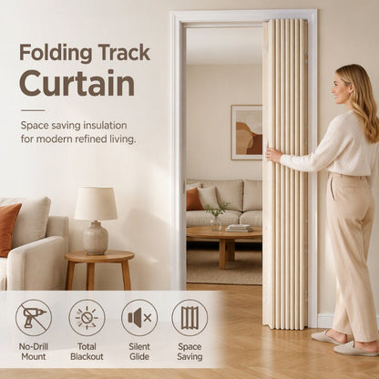 🚪 Drill-Free Folding Door Curtain | Adhesive Track