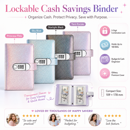 ✨ Lockable Budget Binder | 100 Cash Pockets