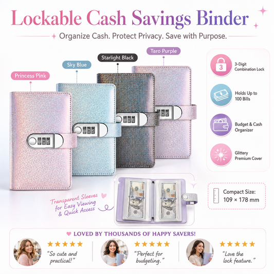 ✨ Lockable Budget Binder | 100 Cash Pockets