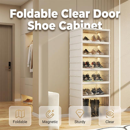 👟 Foldable Clear-Door Shoe Cabinet | 3–9 Tiers