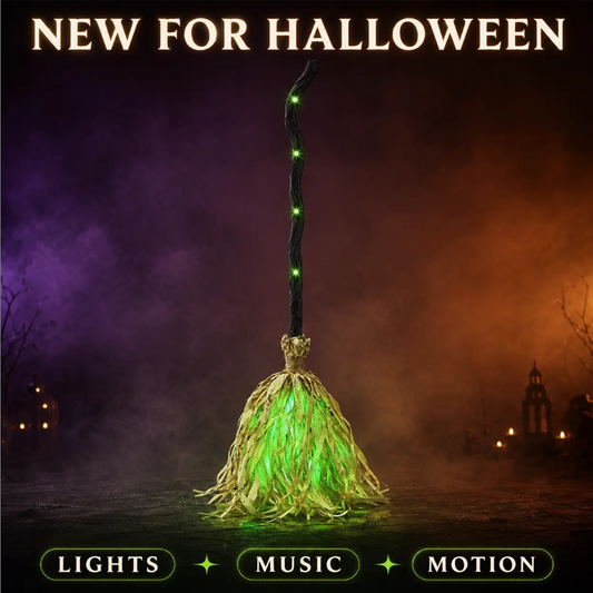 🧹 Animated Witch Broom Decor | Green LED