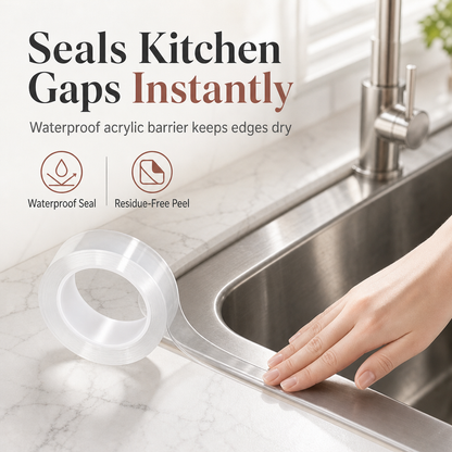 ⏳Limited-time 50% off💥Transparent Waterproof and Moldproof Kitchen Caulk Tape Residue Free Single Sided Adhesive Sealing Strip for Wall Corners