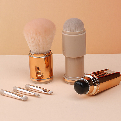 5-in-1 Retractable Makeup Brush | Beige & Gold