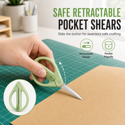 ✂️ Retractable Pocket Safety Scissors | Compact Craft & Travel Tool
