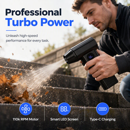 🥳2026 HOT SALE🥳💞50K+ SOLD! 🍂💨 50% OFF! Handheld Cordless Turbo Fan – 8W/11W high-speed airflow clears leaves, debris & powdery snow. Rechargeable & lightweight! 🛡️✅