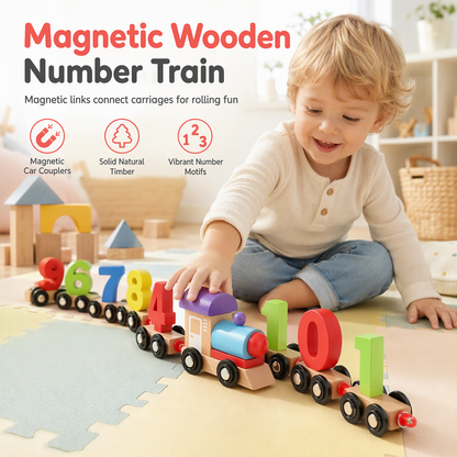 🚂 Montessori Magnetic Wooden Number Train – Fun Early Learning Toy 🔢✨