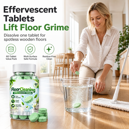🧹50% OFF NOW! Multi-Purpose Floor Cleaning Effervescent Tablets – 60Pcs Green Cleaning Tabs, Lift Floor Grime, Residue-Free for Wood & Multi-Surface