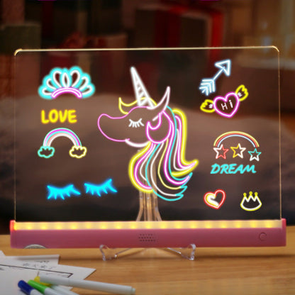 🌈 Rechargeable Kids Light-Up Drawing Board Set | 20×30cm Erasable Acrylic Doodle Pad with Pens & Tracing Cards